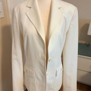 Women's Cream Tailored Bomber-Style Blazer Jacket